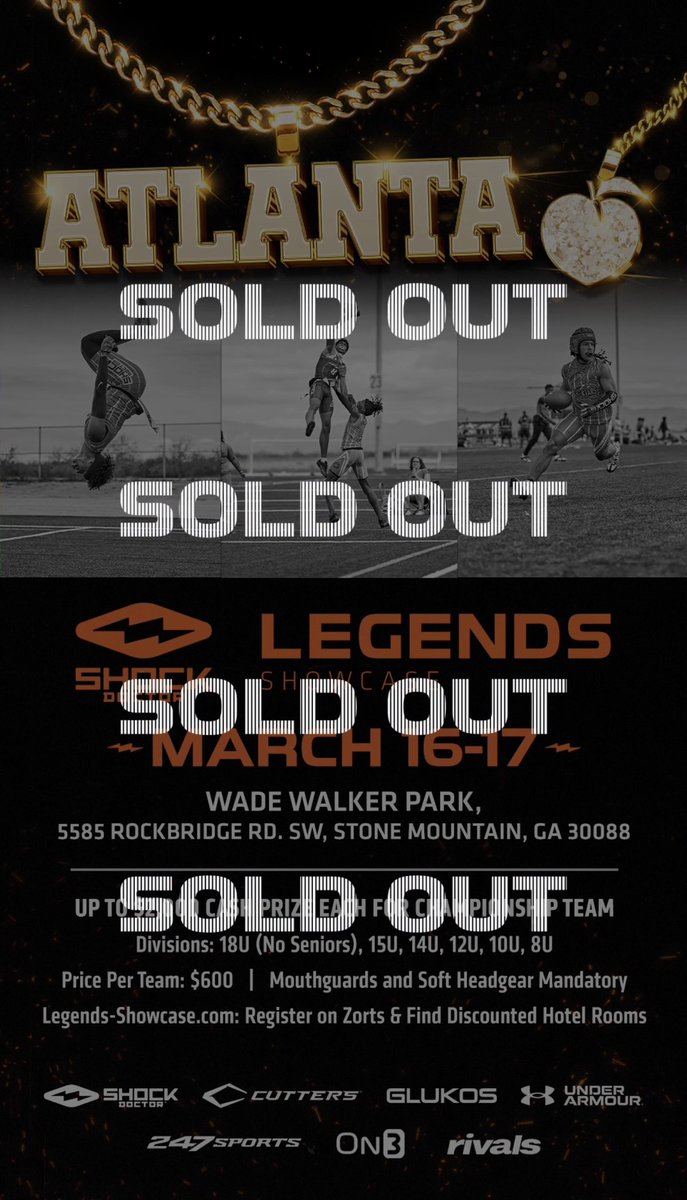 ATL SOLD OUT ‼️ See you there this weekend 🫡🤝@ShockDoctor @CuttersSports