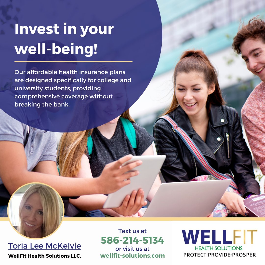 WellFitHealthS's tweet photo. 📚 College life just got safer! Our tailored health insurance plans offer students comprehensive coverage at affordable rates. Don't let medical bills derail your academic journey.
Visit us at https://t.co/oqw3adPMdn
#invest #InsuranceWeek2024 #InsureOurFutureNOW https://t.co/tlF9LIifTc
