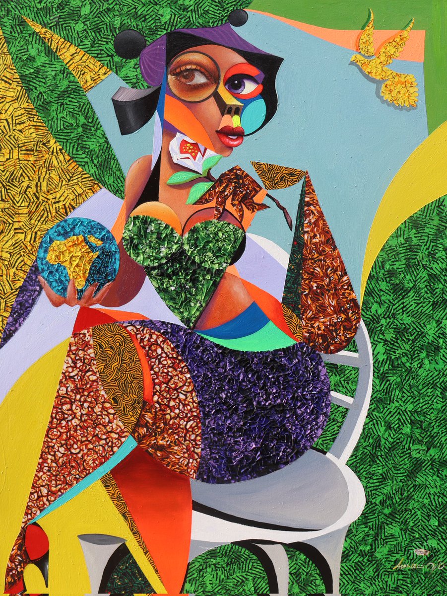 GM

Give a woman her flowers and she will give you the world.

A collaboration between myself and <a href="/ojoadewale3384/">Ojo Adewale</a>

Title: Help mate
Size: 48 inches by 36 inches
Medium: Mixed media (fabric and acrylic on canvas)
Year: 2024