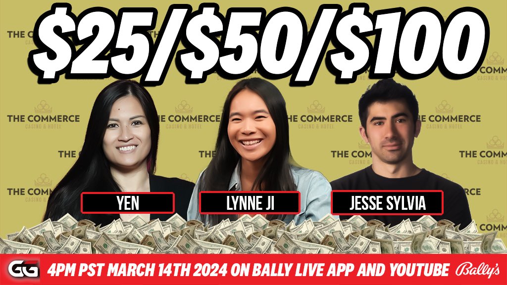 WE GOT @MrJesseJames4 JOINING THE HIGH STAKES ACTION TODAY! $25/50/100

4pm pst, Lots of action and fun! tune in on YouTube and the #BallyLiveApp 

@commercecasino @ggpoker @maverickgaming @poker_org_ 

#poker #live #livestream #ballylive #ballys #commercecasino  #texasholdem