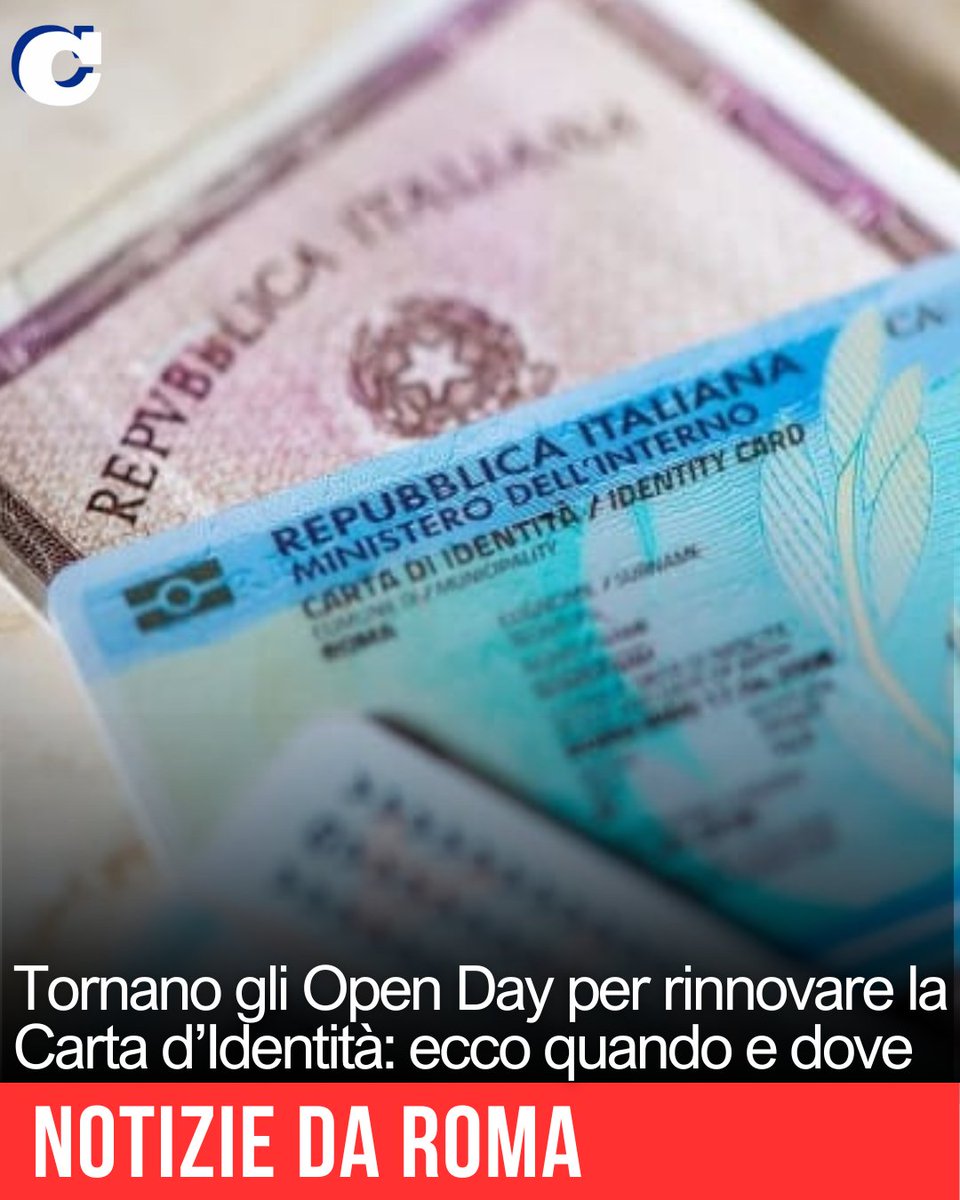 🔴 Tornano gli #OpenDay per il rinnovo della #CartadIdentità Elettronica a #Roma: ecco quando e in quali Municipi. #CIE #XIMunicipio #XIIIMunicipio #XVMunicipio #IMunicipio #RomaCentro #RomaNord #RomaCapitale #Gualtieri
🔗ilcorrieredellacitta.com/news/cronaca/c…