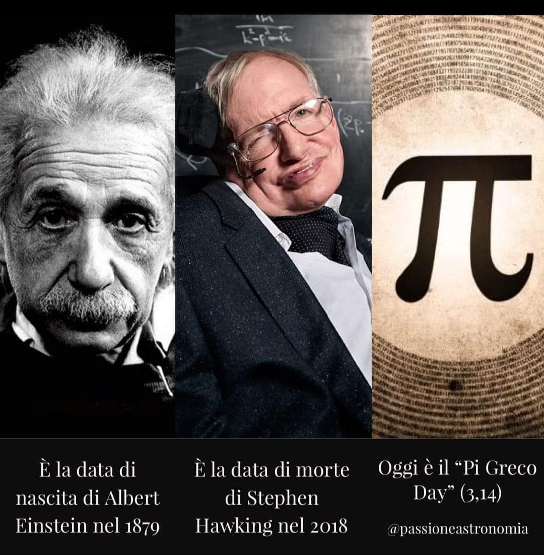 fabrimilan65's tweet photo. #14marzo:
π-Day (giornata del Pi Greco).
La famosa costante approssimata vale 3,14.
#PiDay2024
- 14 Marzo 1879, nasce lo scienziato #AlbertEinstein, padre della teoria della Relatività;
- 14 Marzo 2018, muore lo scienziato #StevenHawking,
tra i più famosi fisici teorici al mondo. https://t.co/Z5MGFvGco5