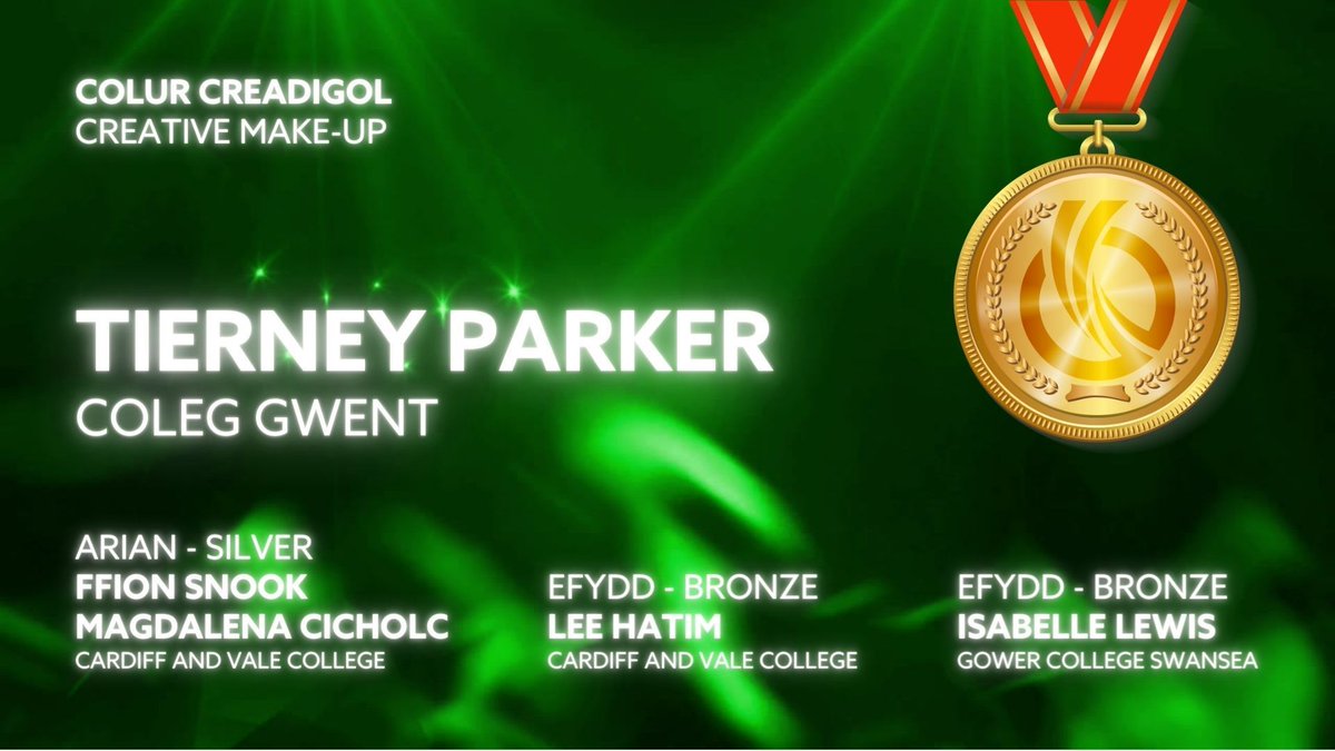 ISEinWales's tweet photo. Colur Creadigol | Creative Make-Up 💄 

Llongyfarchiadau mawr 🥳 Huge congratulations

🥇 @ColegGwent
🥈 @CAVC 
🥉 @CAVC @GowerCollegeSwa

#SCW24 #CSC24 @WorldSkillsUKW @WelshGovernment @WG_Education @WGEconom https://t.co/Z2g5Yssc9A