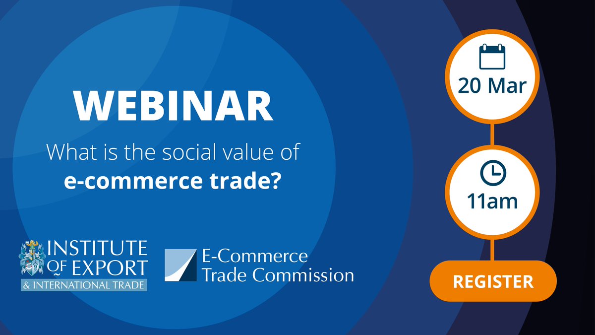 ectcommission's tweet photo. Sign up to 2 free #webinars @IOExport is hosting for #EcommerceWeek:

🗓️19 Mar: How biz can use #ecommerce to grow internationally - https://t.co/o1VotE0qDO

🗓️20 Mar: What is the social value of ecommerce - https://t.co/C1cZaUPjEy

Helping your biz put the 'ease in ecommerce'! https://t.co/NSgh9lOgcH