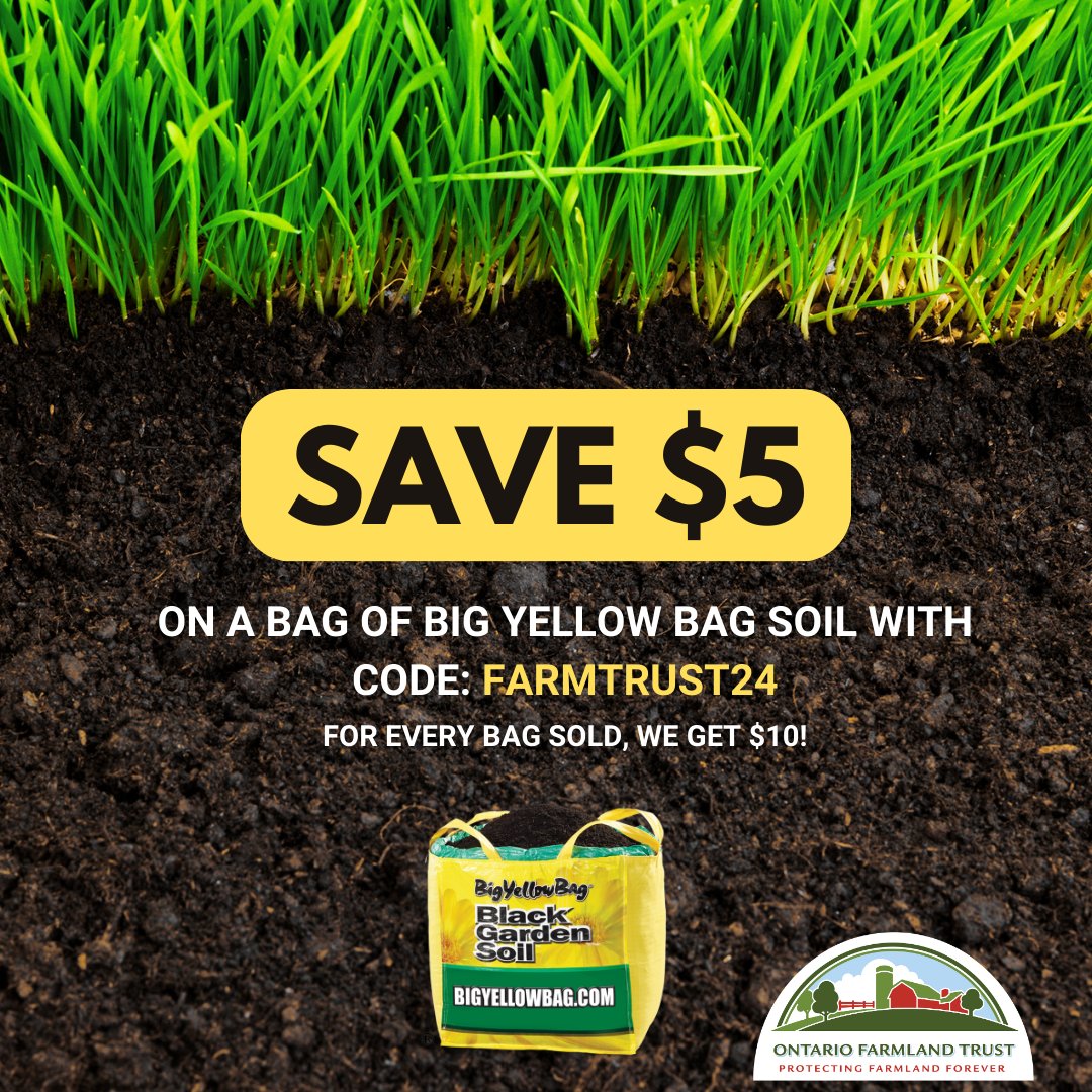 Getting your garden ready? We've teamed up with @thebigyellowbag Give & Grow Program! For every bag of soil purchased using our unique code FARMTRUST24, you'll save $5, AND $10 will be donated to OFT! #giveandgrow bit.ly/3VhXfNZ