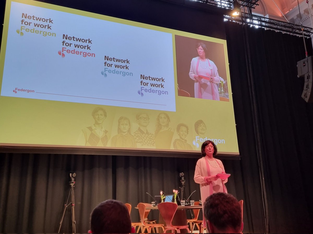 Federgon's tweet photo. "Een goed werkende arbeidsmarkt, dat is de juiste mensen, met het juiste talent, met de juiste goesting, op de juiste plek krijgen", zo trapt @cattelainann deze Algemene Vergadering af.
#SamenSterkVoorWerk https://t.co/R7RbvW08mE