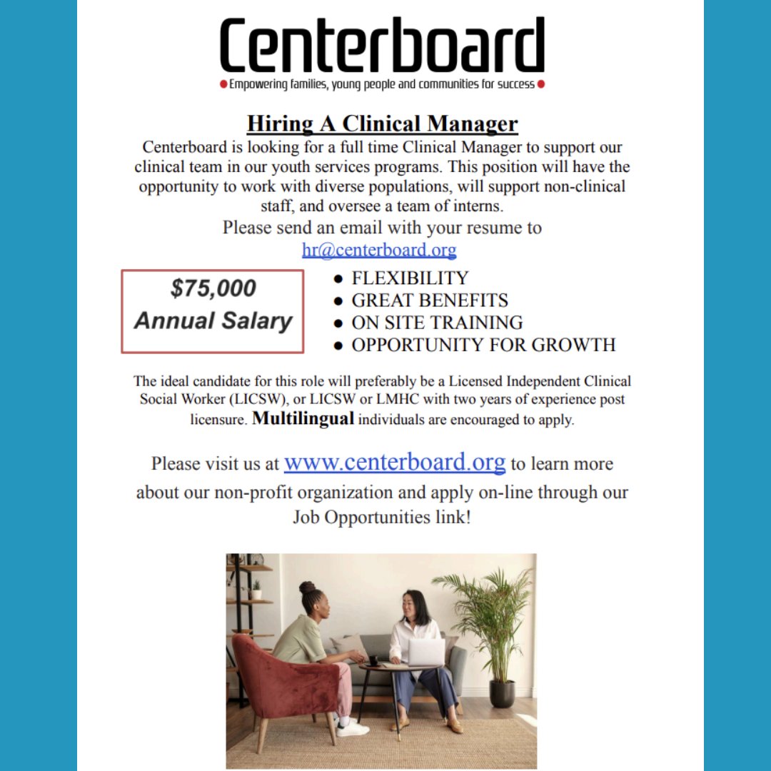 TheCenterboard's tweet photo. We're hiring📢

Learn more about our open positions at https://t.co/cY7cpyV4Ao or send us an e-mail with a resume to hr@centerboard.org📷

#hiring #jobs #workwithus #lynn #openjob #massachusetts #hire #centerboard #community #families #nonprofit https://t.co/Zj8Mqy4Zmc