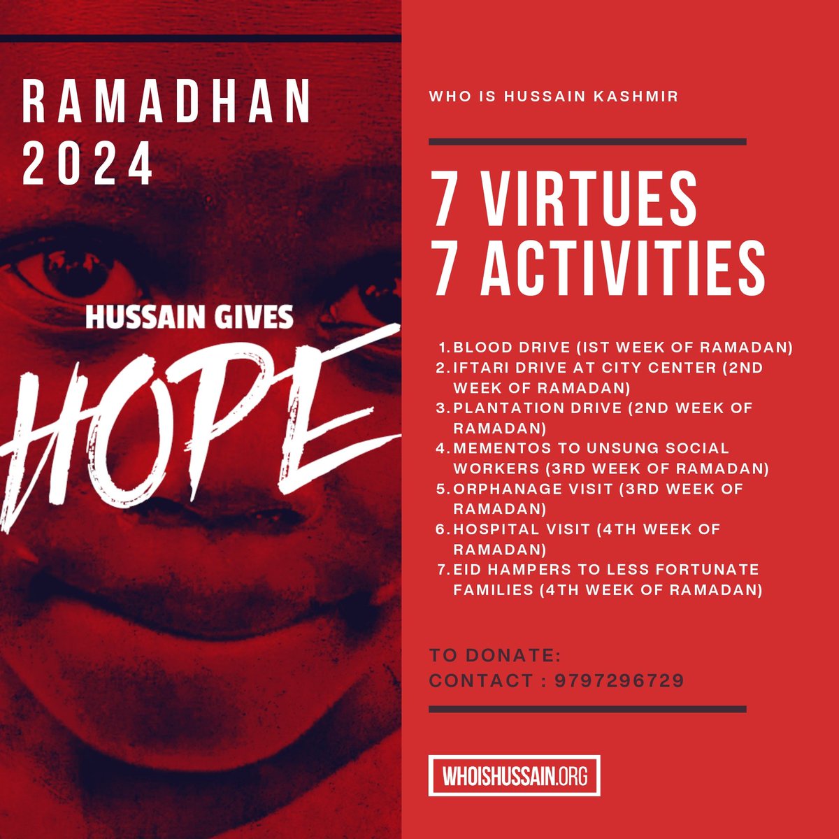 Wihkashmir's tweet photo. Stay tuned as we started our #7virtues #7actsofkindness activity for the month of Ramadan.
#7Virtues #7actsofkindness #ramadankareem #hope #HussainInspires #whoishussainkashmir #WhoisHussain https://t.co/dmkSmCr7a7