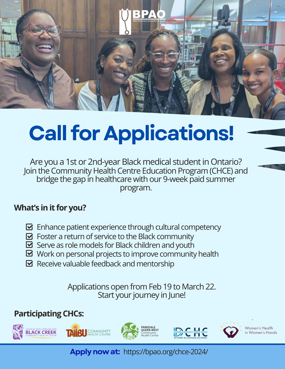 Only 8 days left to register for the CHCE program. Don't miss this opportunity to gain valuable skills and make community impact. Secure your spot today! docs.google.com/forms/d/e/1FAI… Registration deadline: March 22, 2024 #CommunityHealth #MedTwitter