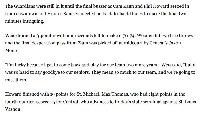 michaelweis2026's tweet photo. Central was a tough loss, but I'm proud of our team. I'm definitely going to miss the seniors and wish them the best! I had a high school season high of 28 points. Can't wait for next year! https://t.co/8g79hyQfo4