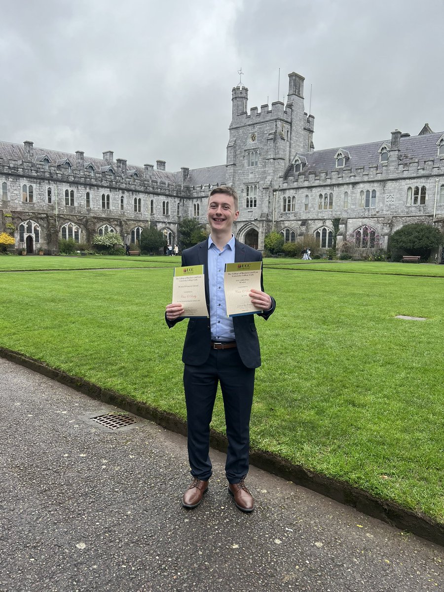 Super proud dad this evening with Cian receiving two UCC College of Business and Law awards. CIMA award for highest grades in Management Accounting, and BCOMM III Semester Abroad Scholarship for highest marks.