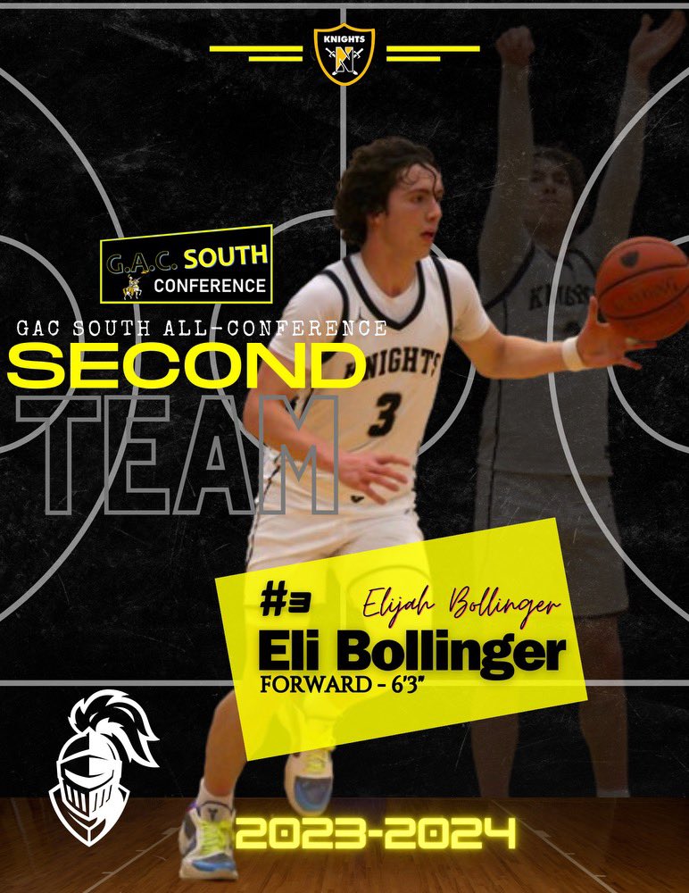Congratulations to Eli Bollinger. Second team all conference from the south conference of the GAC. We are so proud of your effort Eli.