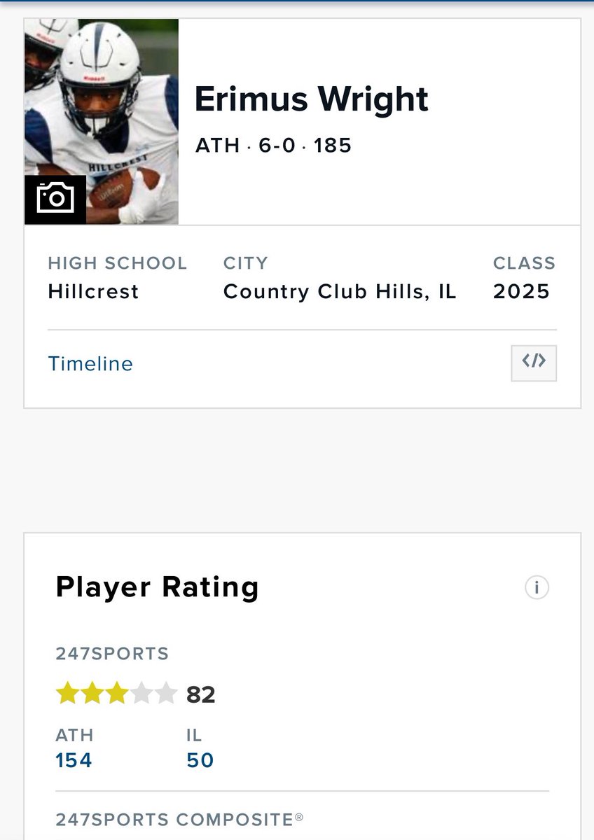 ErimusW's tweet photo. Blessed to be Ranked as a 3⭐️ prospect🙏🏾 thank you @AllenTrieu @247Sports https://t.co/m0VbJcpyIB