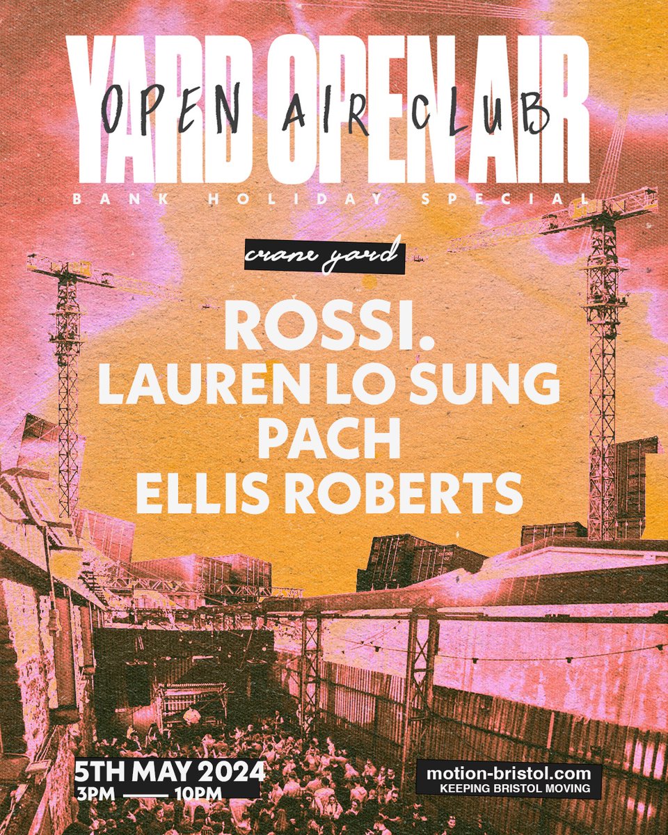 05.05 // YARD OPEN AIR CLUB ☀️ YARD makes its highly anticipated return for some serious bank holiday business. Leading the charge is none other than @_Rossidj. He's joined by @laurenlosung, @pachthedj and @ellisrobertss Tickets are on sale NOW — bit.ly/3IBdtdh