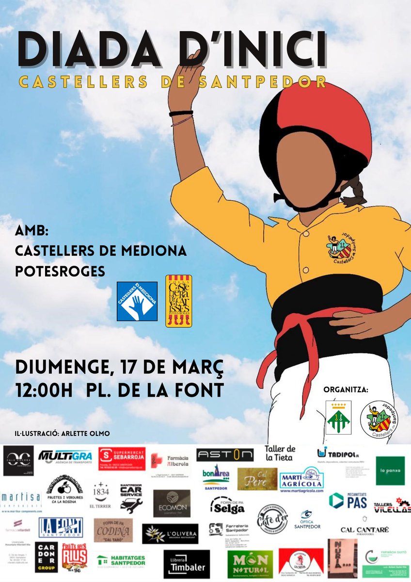 castsantpedor's tweet photo. Diumenge iniciem una temporada molt especial, la del nostre 10è aniversari 💛
A les 12h a la plaça de la font, amb els nostres fillols @potesroges i els amics @DeMediona 
Ens veiem a plaça!!
#castellers #10anysdaurats https://t.co/PAOKjKw9Iv
