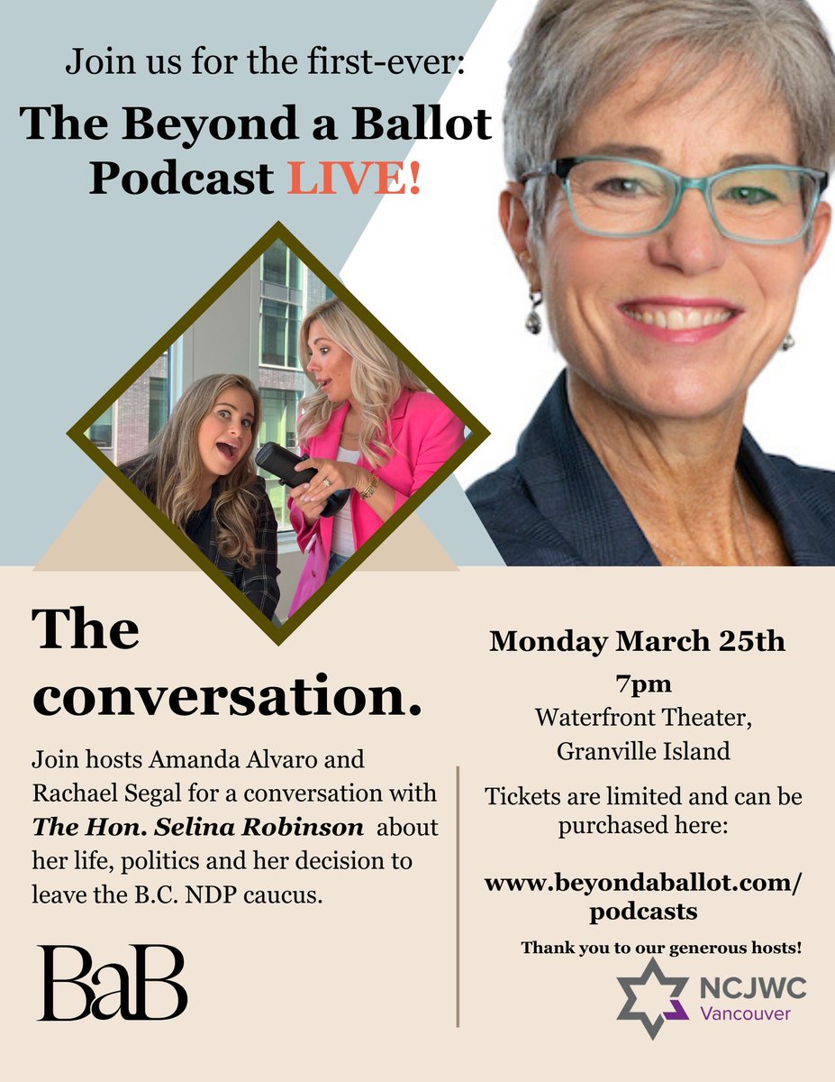 Join us for this live conversation on March 25th at the Waterfront Theatre! Tickets available on our website: beyondaballot.com/podcasts

Note: Due to a scheduling conflict, Christy Clark will not be in attendance on March 25th as previously advertised.