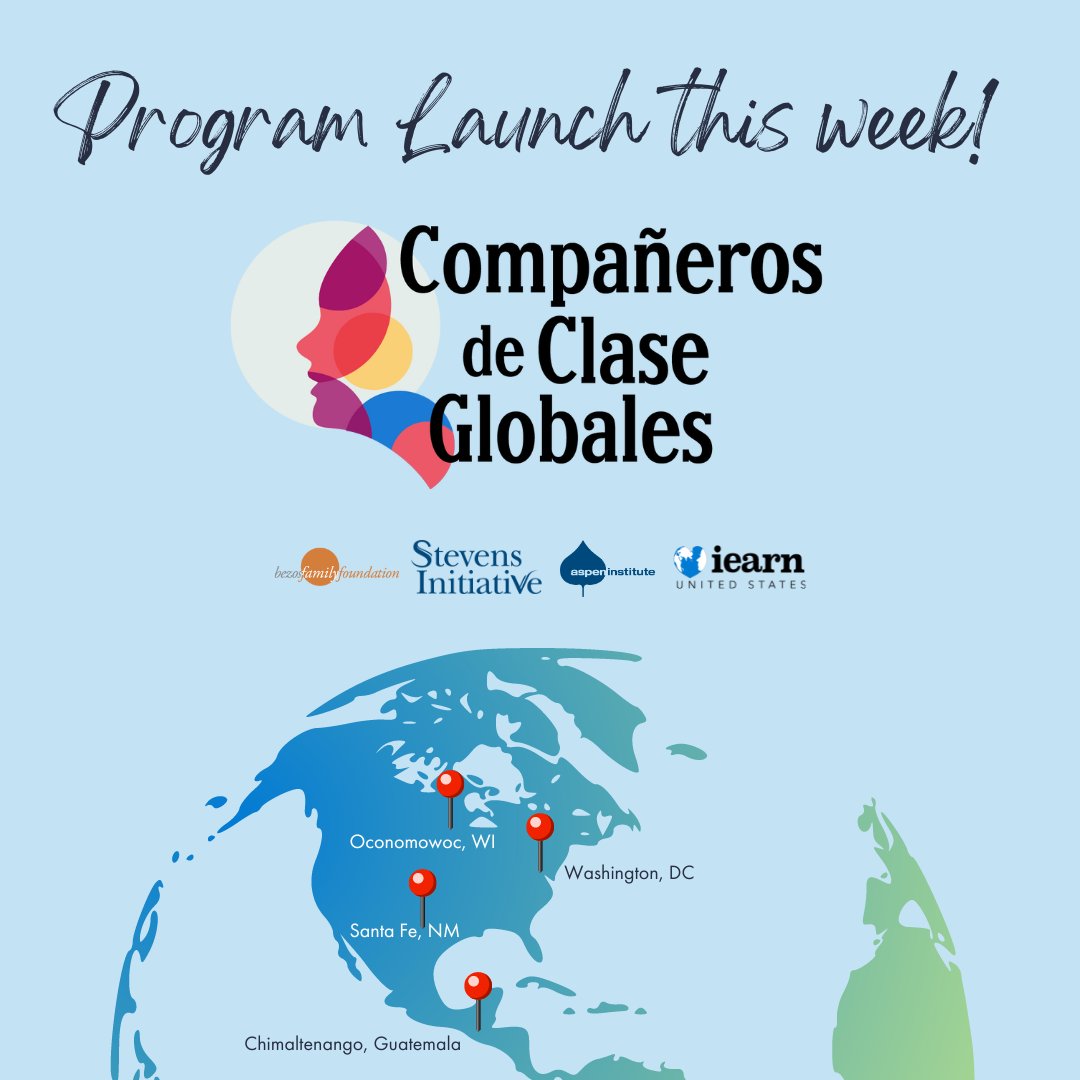 🌍✨Exciting news! Our 1st cohort for Compañeros de Clase Globales is launching this week! 🎉Guatemalan and US students will come together online to share experiences and places in their communities. We're grateful for the support of @StevensInit & @BezosFoundation. 💫