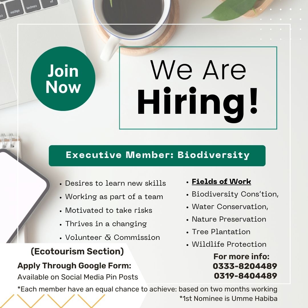 ecopakdiscover's tweet photo. Join Us! Executive Members Needed!
Passionate about ecotourism and making a difference? Join our team in Isb/Rwp.
Requirements
Enrolled in BS 1-5 or MS 1-2
Available 8-10 hours/week
Apply Now
Registered members: PKR.150/-
New members: PKR.650/-
#EcoTourism #Pakistan #Advocacy https://t.co/hEnQjtyNZr