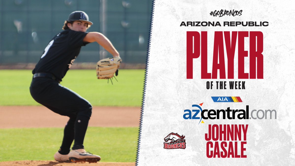 BASEBALL / Brophy senior Johnny Casale was named the Arizona Republic Baseball Player of the Week based on his play last week. Casale has signed to play at Loyola Marymount. Casale generated 2,031 votes (59 percent).