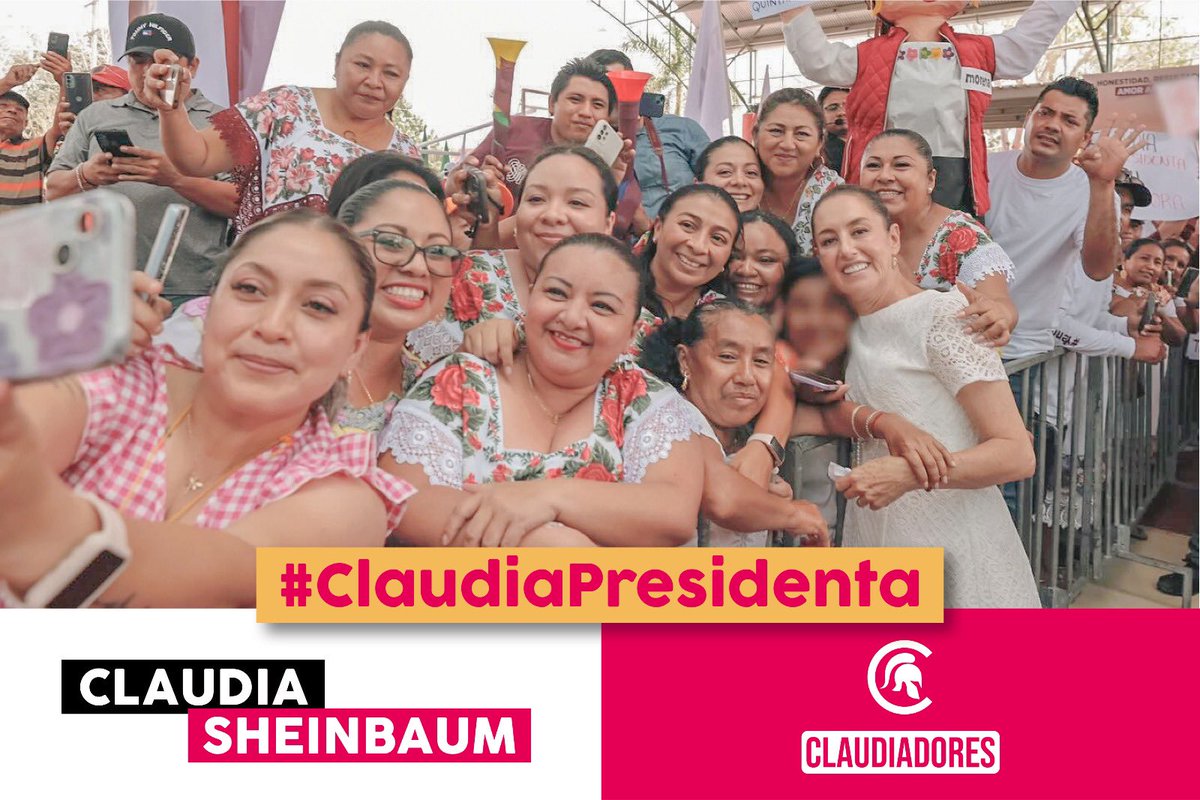 claudiadores4T's tweet photo. El apoyo a nuestra futura primera presidenta de México 🇲🇽 es arrollador 🙌🏼

A cada lugar que llega la doctora Claudia Sheinbaum el cariño 🫶🏾 se siente. Y la determinación de ir por el segundo piso de la 4T es contundente.

#ClaudiaPresidenta 🤩 
#Claudiadores 🛡️ https://t.co/UYbDdXAdE5