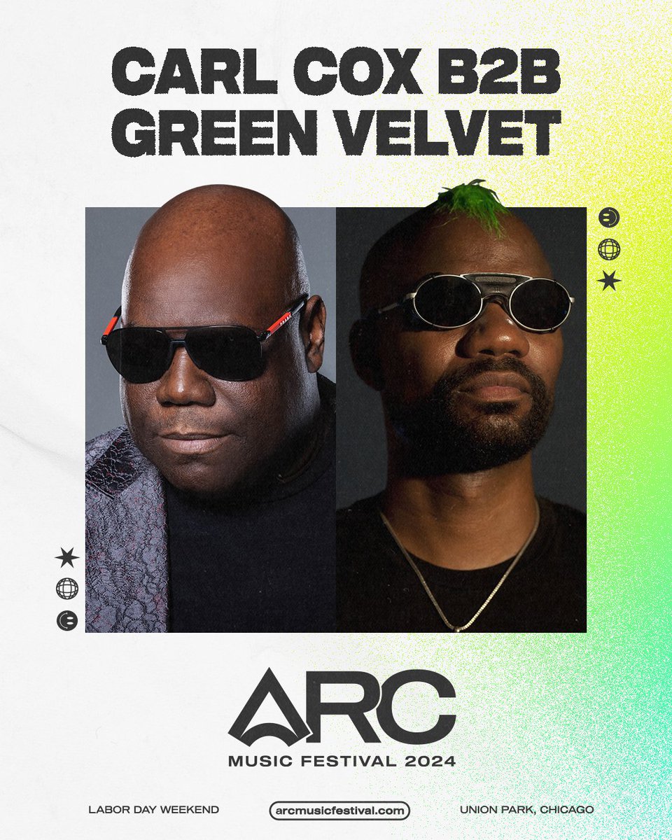 For the first time in 15 years (and the second time ever) Carl Cox and Green Velvet come together 💚