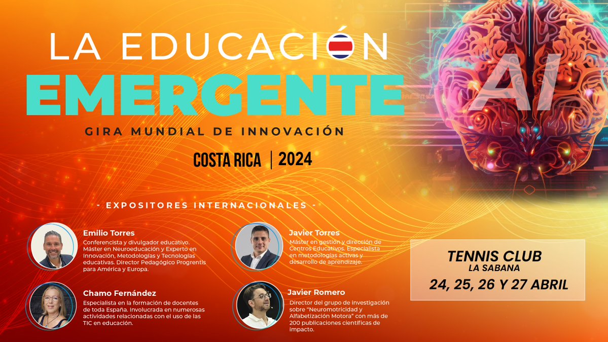 Costa Rica se prepara para acoger destacados expertos en educación. ¡Aprovecha esta chance de explorar estrategias novedosas que potenciarán las habilidades de tus estudiantes!
#IAenEducación #AprendizajeDigital #Neuroeducación

Únete: wa.link/ognhyz