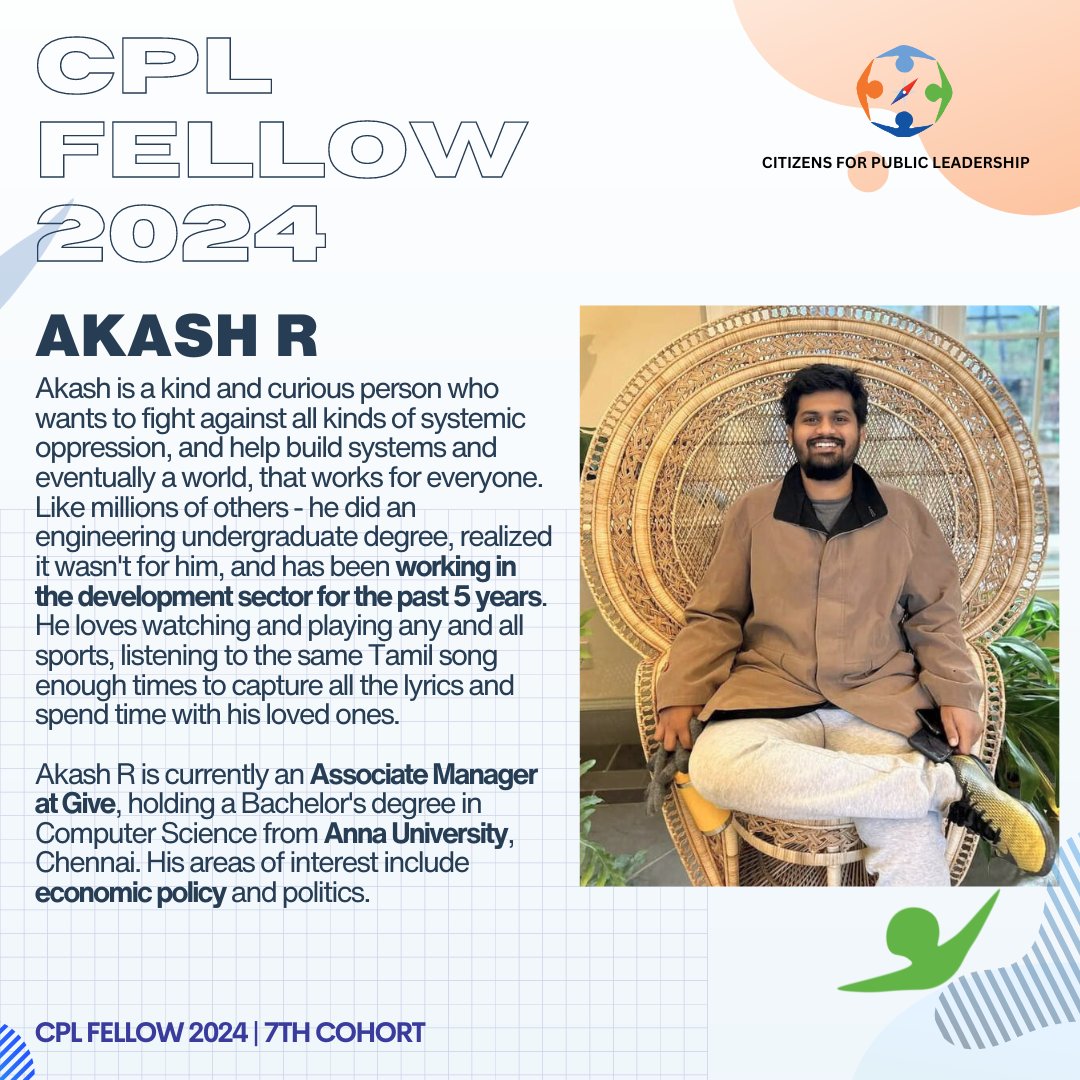 CPLFellows's tweet photo. Meet @akiravi94 
From an engineering undergrad to the development sector, his journey is fueled by passion and purpose. 

Join us in celebrating Akash’s commitment to building a brighter, inclusive future!🚀

#cplfellows #fellowship #publicpolicyindia 
Fellowships | Public Policy https://t.co/8FcXX0wJeU