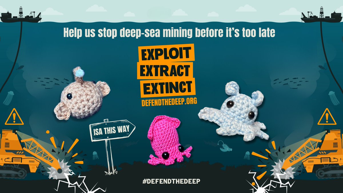 The science is clear: there is no way to avoid environmental harm. Ahead of #ISA29, the deep sea critters 🐡🐙🦑 call on States to adopt a moratorium, slam the brakes on #DeepSeaMining and prioritize the protection of our ocean 💙 #DefendTheDeep
