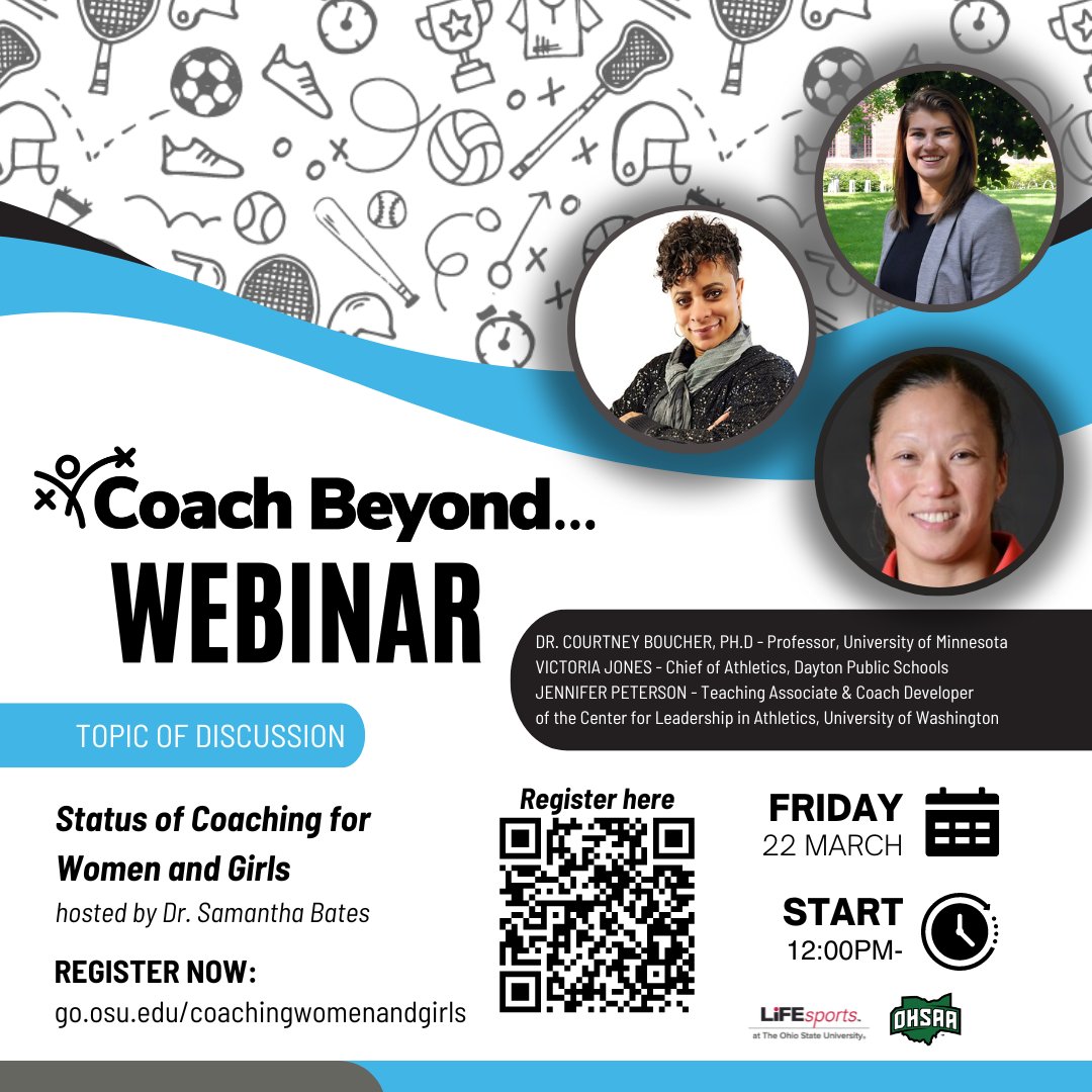 Happening next week: A don't miss this coaching webinar from @OSULiFESports and the @OHSAASports - all focused on coaching women and girls! osu.zoom.us/webinar/regist…