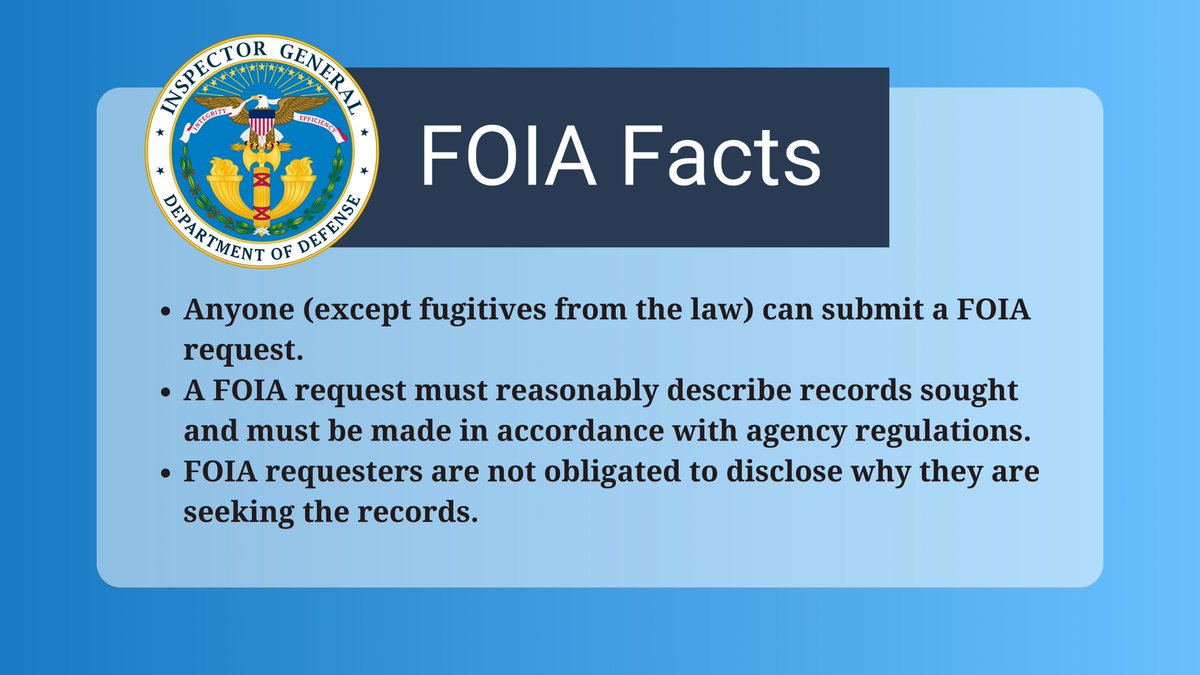 This #SunshineWeek, learn more about the Freedom of Information Act! #FOIA dodig.mil/FOIA/