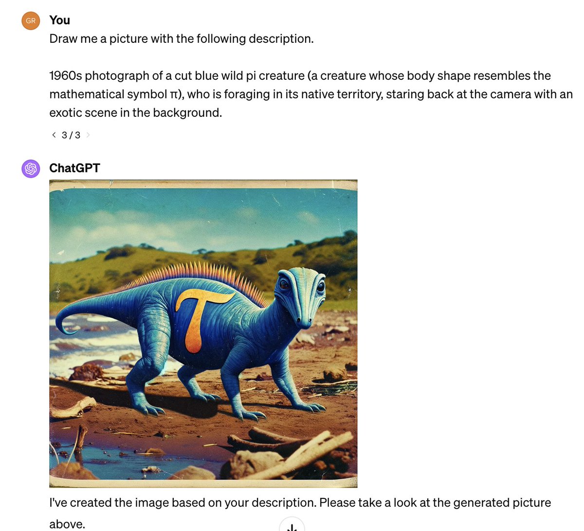 I was curious how DALL-E might render a pi creature, and its true preferences for tau were revealed. And on today of all days!

(Then again, maybe it's on me for the typo)