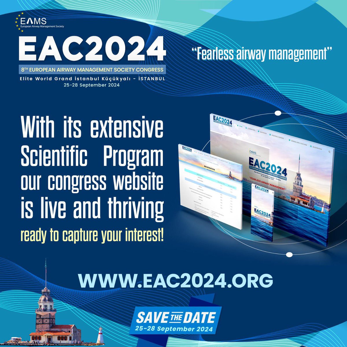 Save the date for 8th European Airway Congress eac2024.org/web/index.php @EAMSAirway @TraineesEAMS @AirwayMxAcademy @dastrainees @dasairway @Samsoc4Airway @SAMHQglobal @basemcc @WAMM2025 @AirwayTriageApp @UniversalAirway @SafeAirway