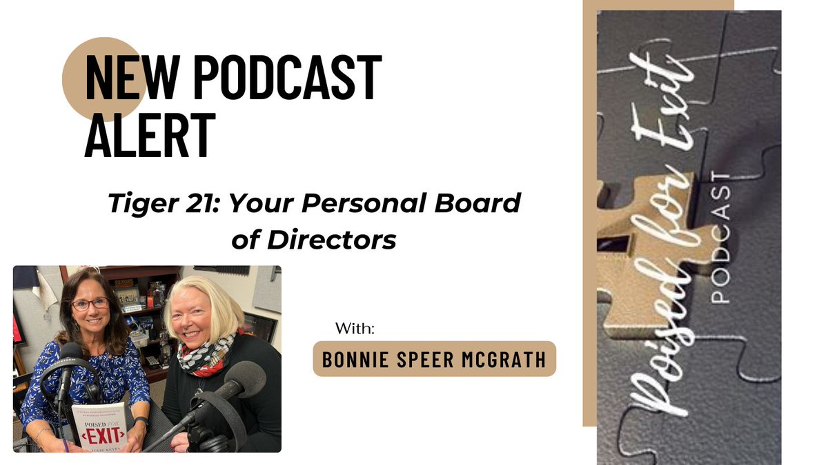 🎙️ In our latest #PoisedforExit podcast episode, we had the pleasure of hosting Bonnie Speer McGrath, Chair of the Minneapolis chapter of Tiger 21, an ultra-high-net-worth peer group for former entrepreneurs, investors, and executives. Listen here: ow.ly/kaOZ50QSRzZ