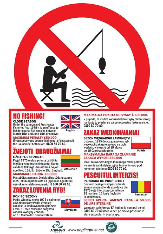 From midnight tonight you cannot fish on open waters as the traditional closed season starts making it illegal to fish until the 16th of June in nearly all our rivers and open waters. Enclosed waters often have different rules so please check before fishing. #ClosedSeason