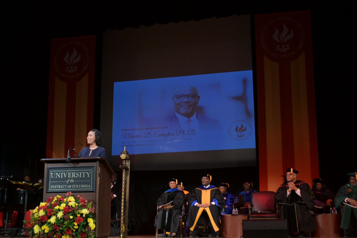 Congratulations to Dr. Maurice Edington on his inauguration today as President of @udc_edu! When I met Dr. Edington, I knew he was the right man for the job. His energy is unmatched and his expertise in higher education makes him a perfect fit to take UDC to the next level.