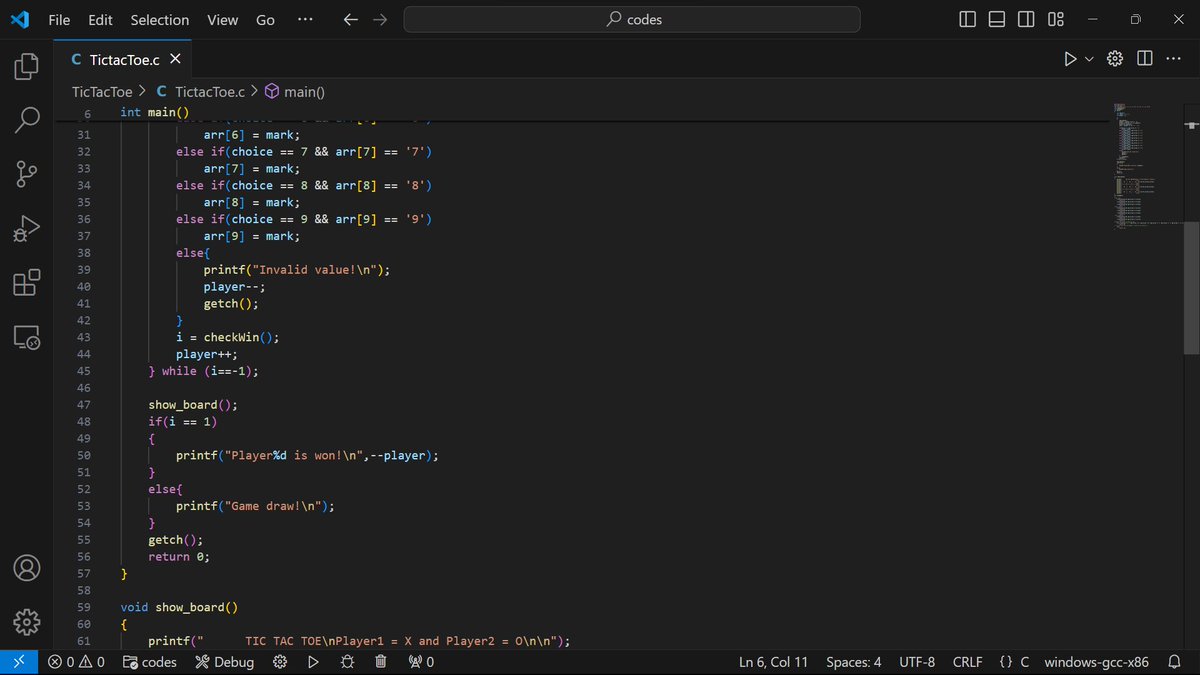 projjwal_m's tweet image. Just built a mini project using C programming.😃
Project Name: Tic Tac Toe game.
#C_programming #Project #programminghelp #programming