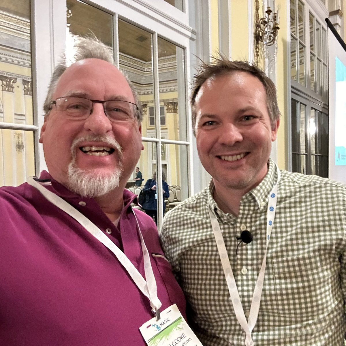 djcooke59's tweet photo. Can't miss out on my traditional meeting of the minds selfie with John - I have always enjoyed learning from the Google Guru!
@jrsowash
#MACUL24
@macul.org
@macul_ed_tech
@MACUL https://t.co/wr20DL98on