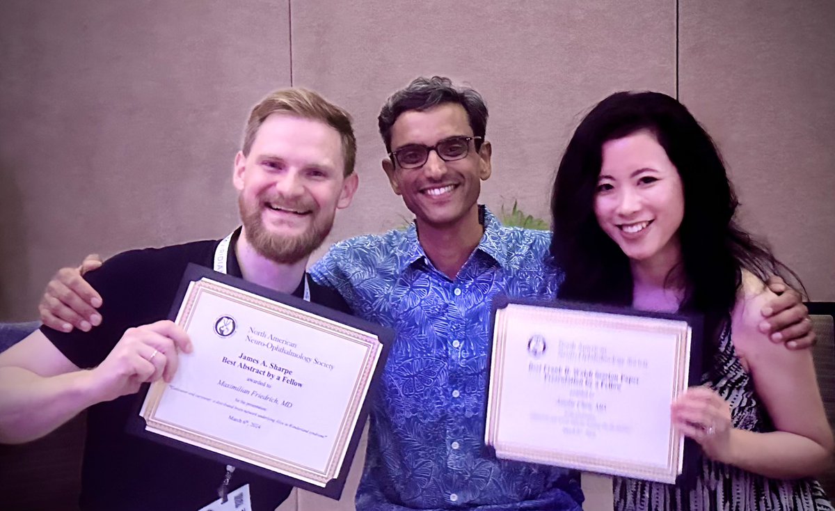 Deeply honored to be this year‘s recipient of the James A. Sharpe Award for fellows @NANOSTweets, alongside @amalie_chen who won the prestigious Walsh prize. What do we have in common (except love for Neuroophthalmology)? AWESOME mentors and a great team @prasad_sashank @foxmdphd…