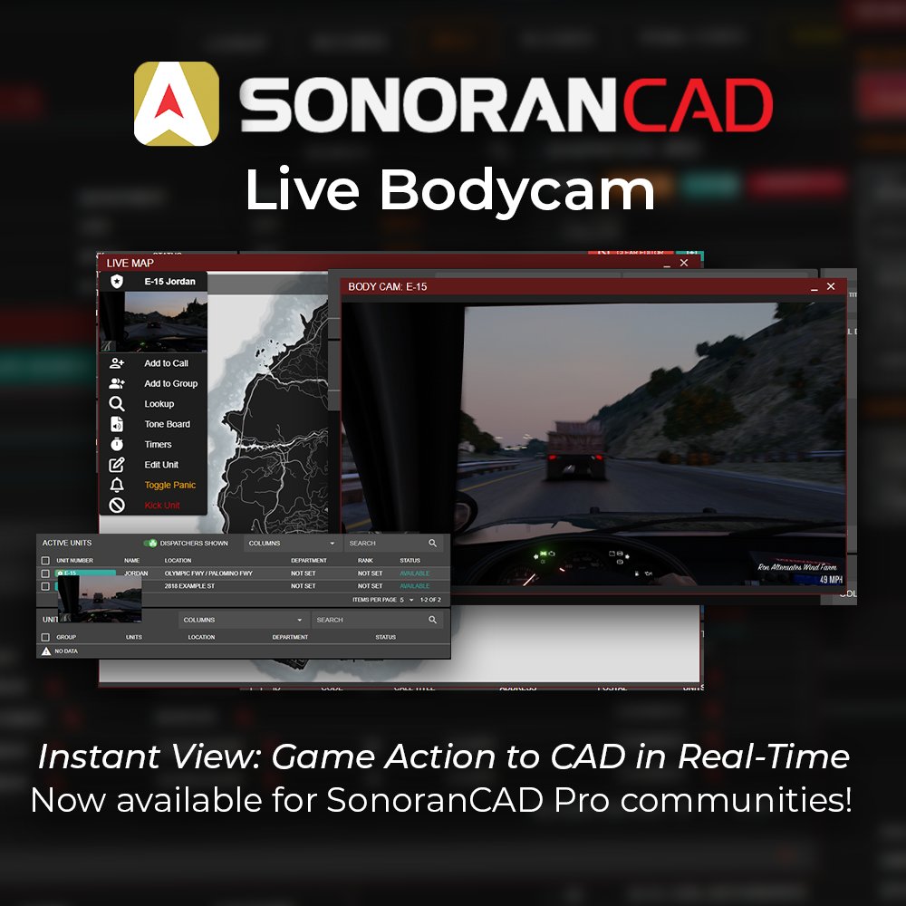Instant View: In-Game Action to CAD in Real-Time

Enhance your in-game experience with the ability to view unit bodycams! Dispatchers can now seamlessly access live image feeds from the field by hovering over an active unit!

#SonoranCAD #SonoranSoftware #BodyCam