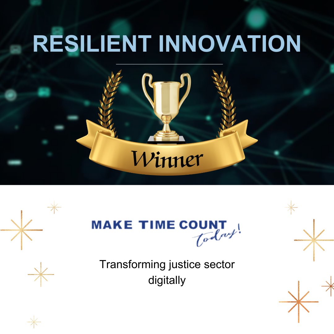 The WINNER for the #ImpactAwards Resilient Innovation is...... 🥁🥁🥁 Transforming justice sector digitally by Make Time Count CONGRATULATIONS 🏆👏🥂 #DigiLeaders #ImpactAwards