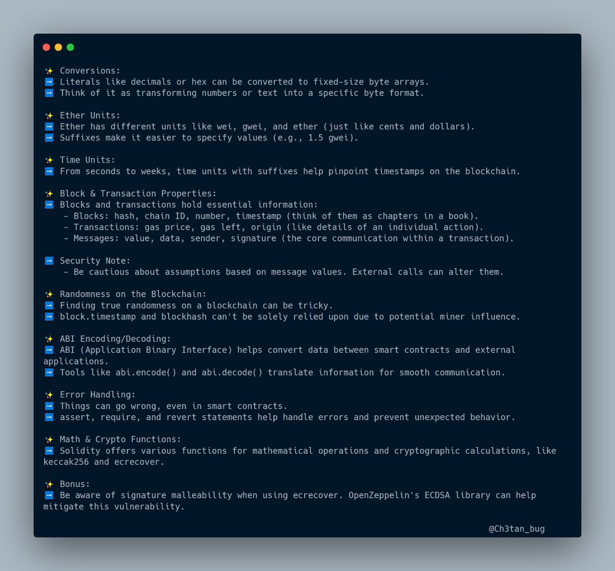 Ch3tan_bug's tweet photo. Have a look at the things I learned today as I continue my web3 security journey 👇
#cybersecurity #web3security #webapplicationsecurity #smartcontracts #web3auditing #bugbounty #bugbountytips #bugcrowd https://t.co/LCAshlQ9xT