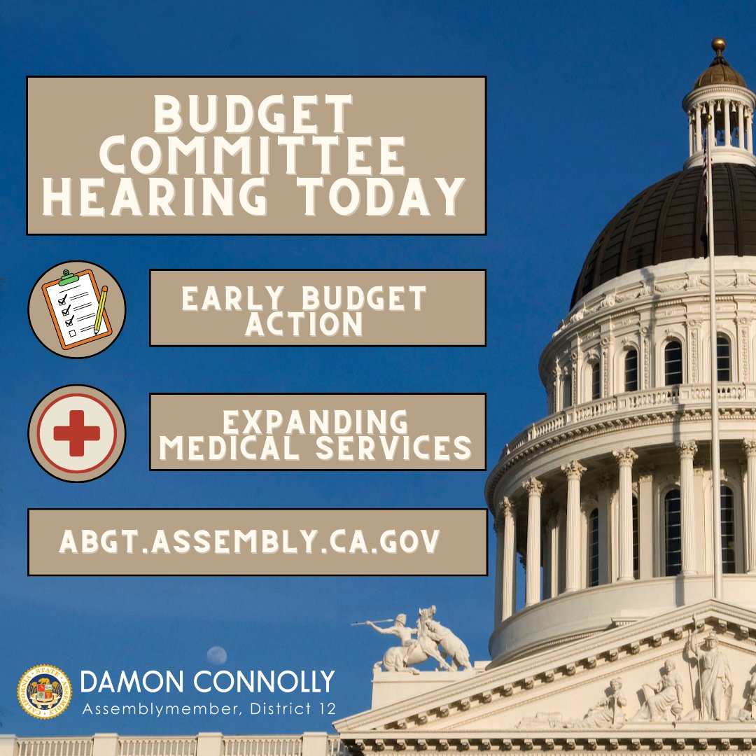 AsmConnolly's tweet photo. This morning I am participating in a Budget Committee hearing where we are discussing early budget action that will expand medical services to more Californians in need. The hearing is available to view in full at https://t.co/CeQztz4Oe8 https://t.co/vwSCfA9Jt2