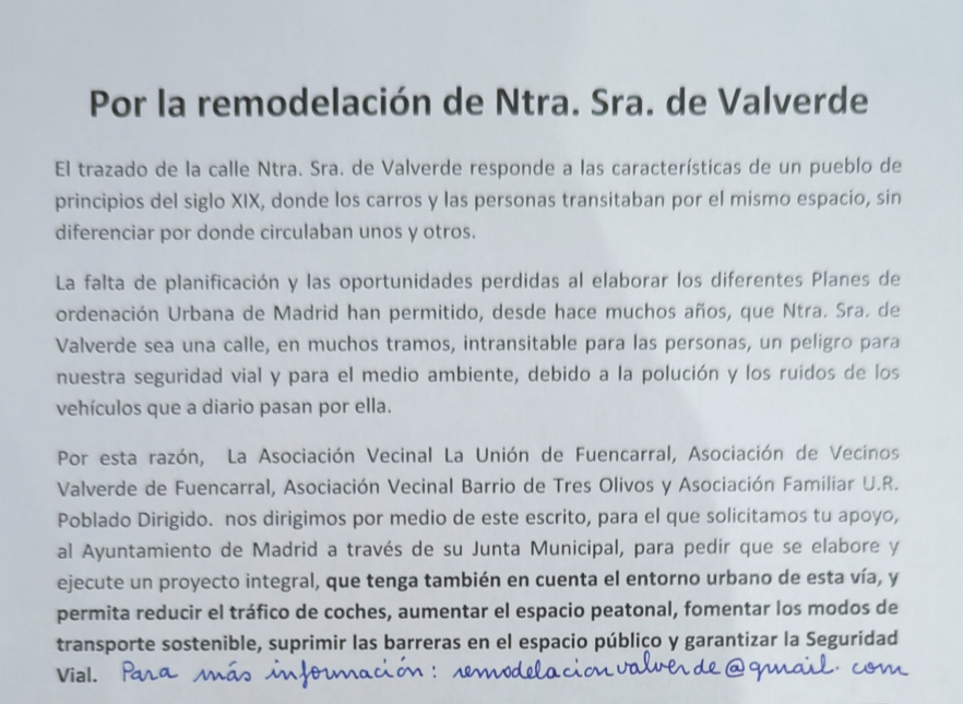 avbmontecarmelo's tweet photo. Hoy hemos estado apoyando a la @avValverde, AV La Unión de Fuencarral, @Tres_Olivos y AV Ur, para buscar soluciones encaminadas a peatonalizar la calle Ntra. Sra. de Valverde. Nos adherimos a todas las iniciativas y nos ponemos a su disposición para todo lo que se necesite. https://t.co/CNBLFUvguN
