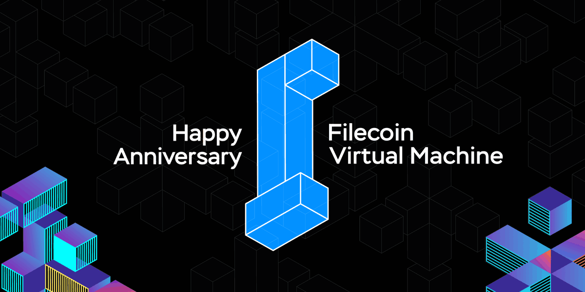 FilFoundation's tweet photo. It’s been one year since the Filecoin Virtual Machine (FVM) launched, bringing smart contracts, programmability, and dapp growth to the @Filecoin network!

And there is so much more ahead… 👀

Let’s take a look at the network milestones, brand-new use cases, and capabilities solidifying Filecoin’s position as the Layer-1 blockchain uniquely positioned to power an open data economy.  🧵
