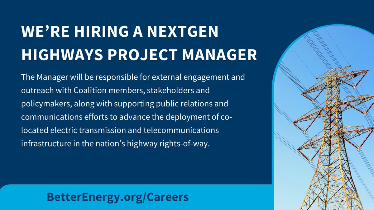 GPI is hiring a NextGen Highways project manager on our Energy Systems team. Apply today at betterenergy.org/careers. #EnergyJobs #ClimateJobs #NowHiring