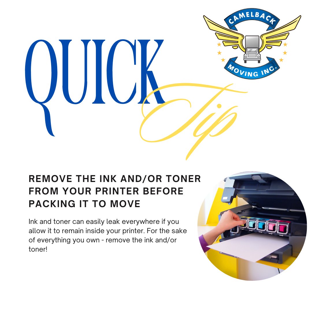 CamelbackMoving's tweet image. When packing up your home office, remember this tip. It can be easy to forget, but it could mean a mess later if you forget! #ThursdayTip #CamelbackMoving #PackingAdvice