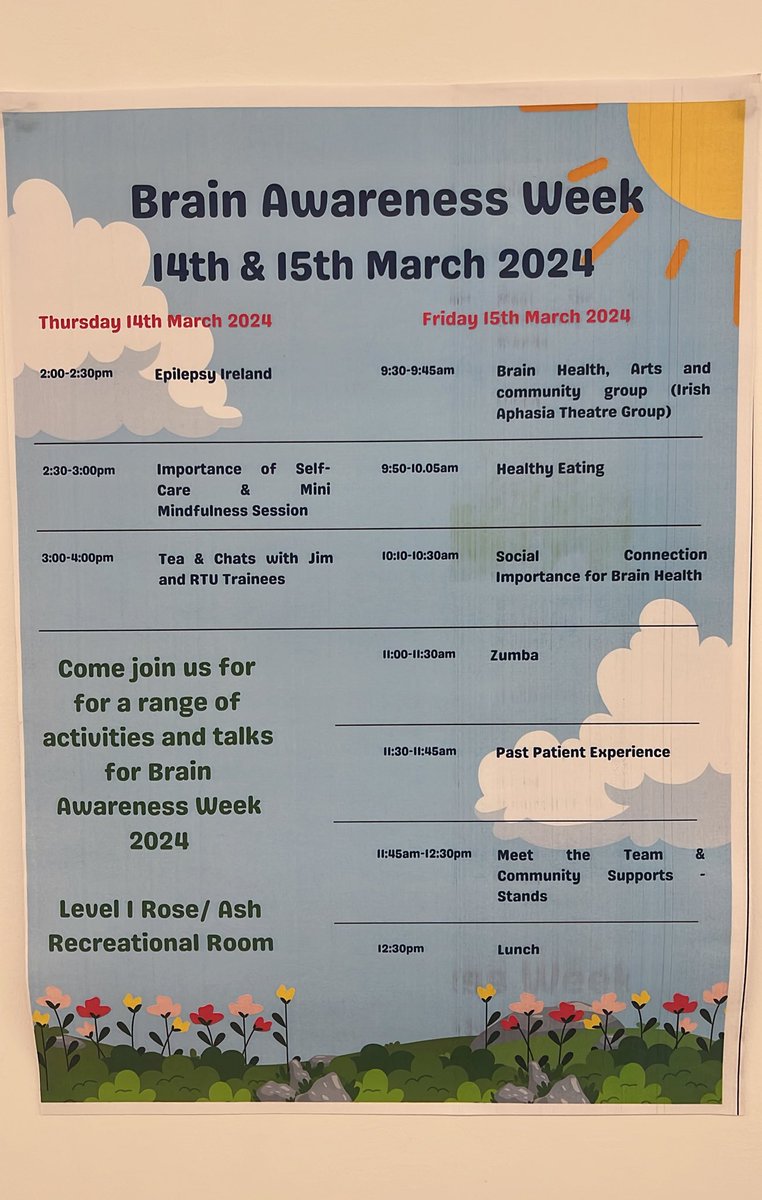LaoighseG's tweet image. Kicking off Brain Awareness Week at the NRH today with wonderful talks from @epilepsyireland, our Psychology colleagues Hannah and Bronagh, and NRH volunteer Jim🧠 Looking forward to tomorrows line up of events✨ #NRH #brainawarenessweek2024