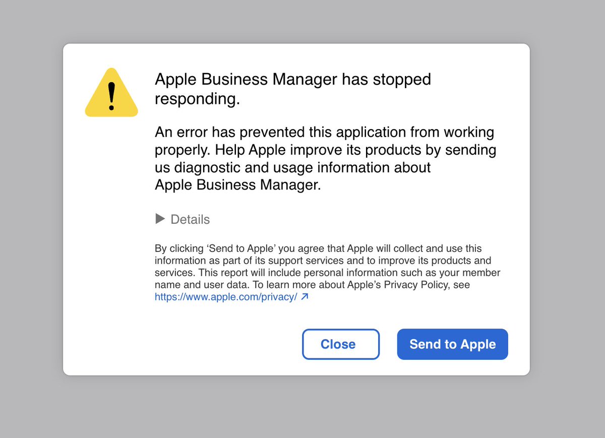 Apple is currently experiencing issues with Apple Business Manager and the Device Enrollment Program (DEP). The Apple status page has not been updated yet to reflect the issue. I'll update this post when more information is available. #MacAdmins