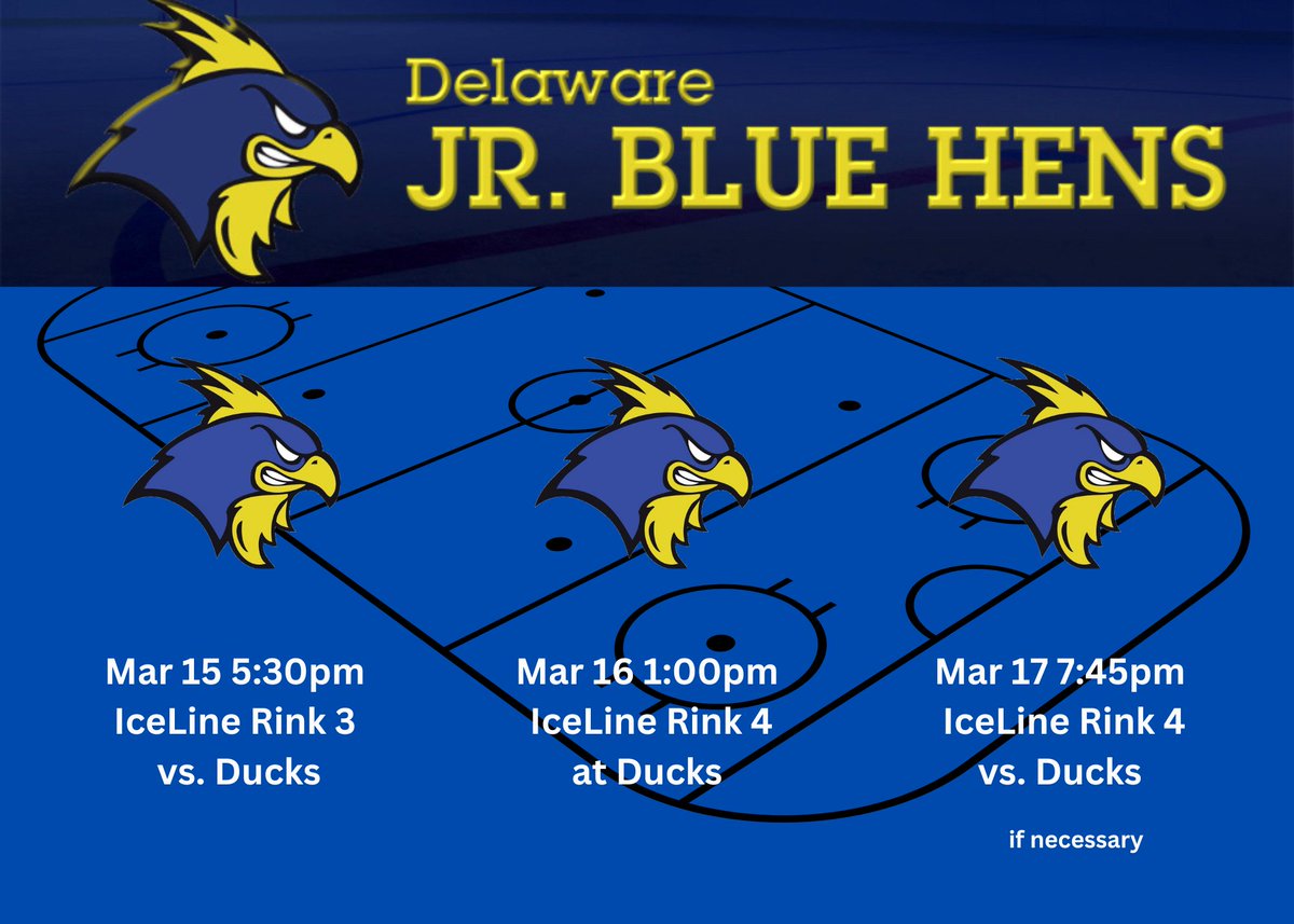 Let's cheer on our 18AA team as they play in a best of 3 series for a spot at Nationals. All games @ Ice Line. Wear your jersey and cheer on the team! Let's Go JBH!!!