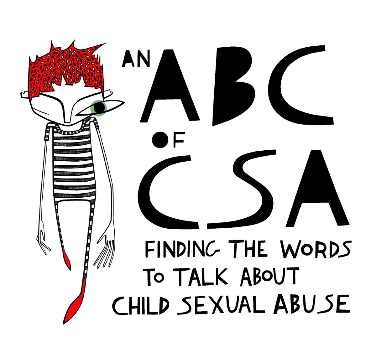 An #ABCofCSA is an exhibition of illustrations by artist @ImogenHLewis, commissioned as part of a co-produced project with over 40 survivors to develop a set of alphabet cards to support better conversations about #CSA. Open during #UpFrontSurvivors @EastStreetArts #Leeds. 1/2